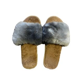 Fuzzy Slippers Large Size 9 Grey
